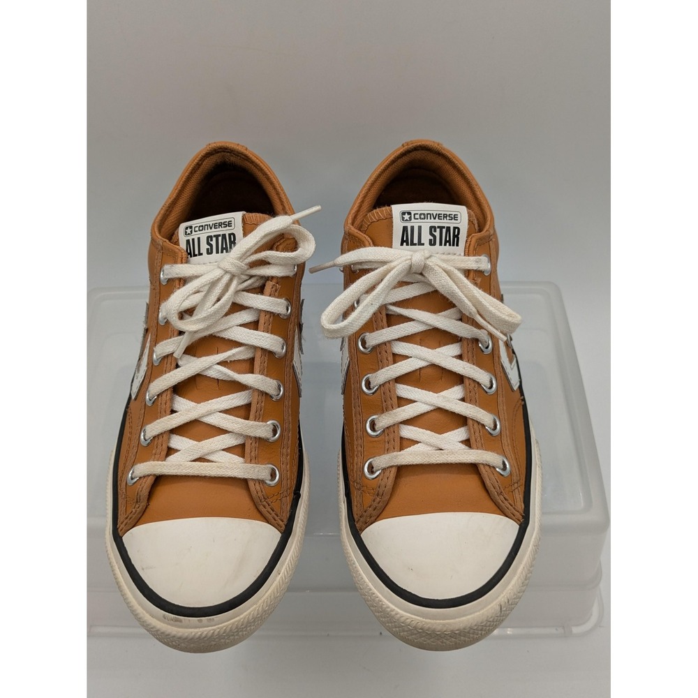 Converse Star Player Shoes Kids Size 4 Brown Leather All Star Low Top Sneakers - Picture 4 of 10